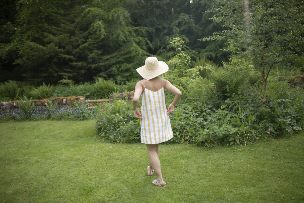 California Slip Dress - Printed-Yellow Stripes