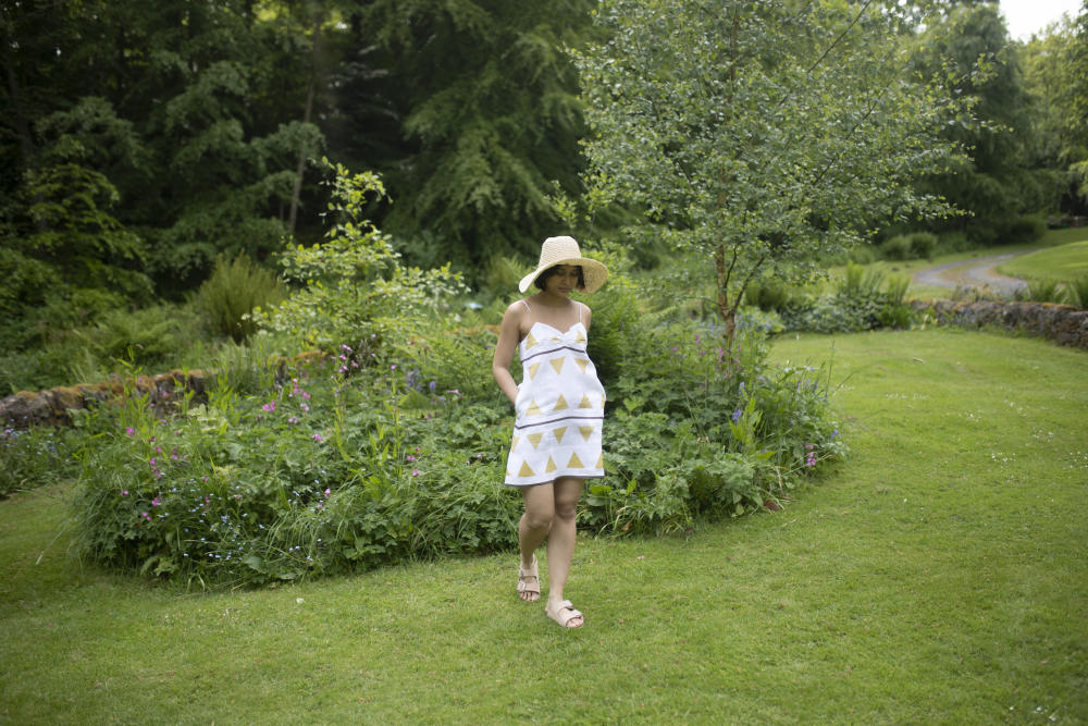 California Slip Dress - Printed-Yellow Tribal