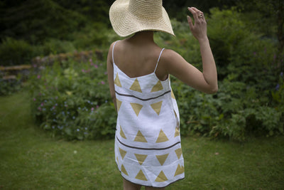 California Slip Dress - Printed-Yellow Tribal