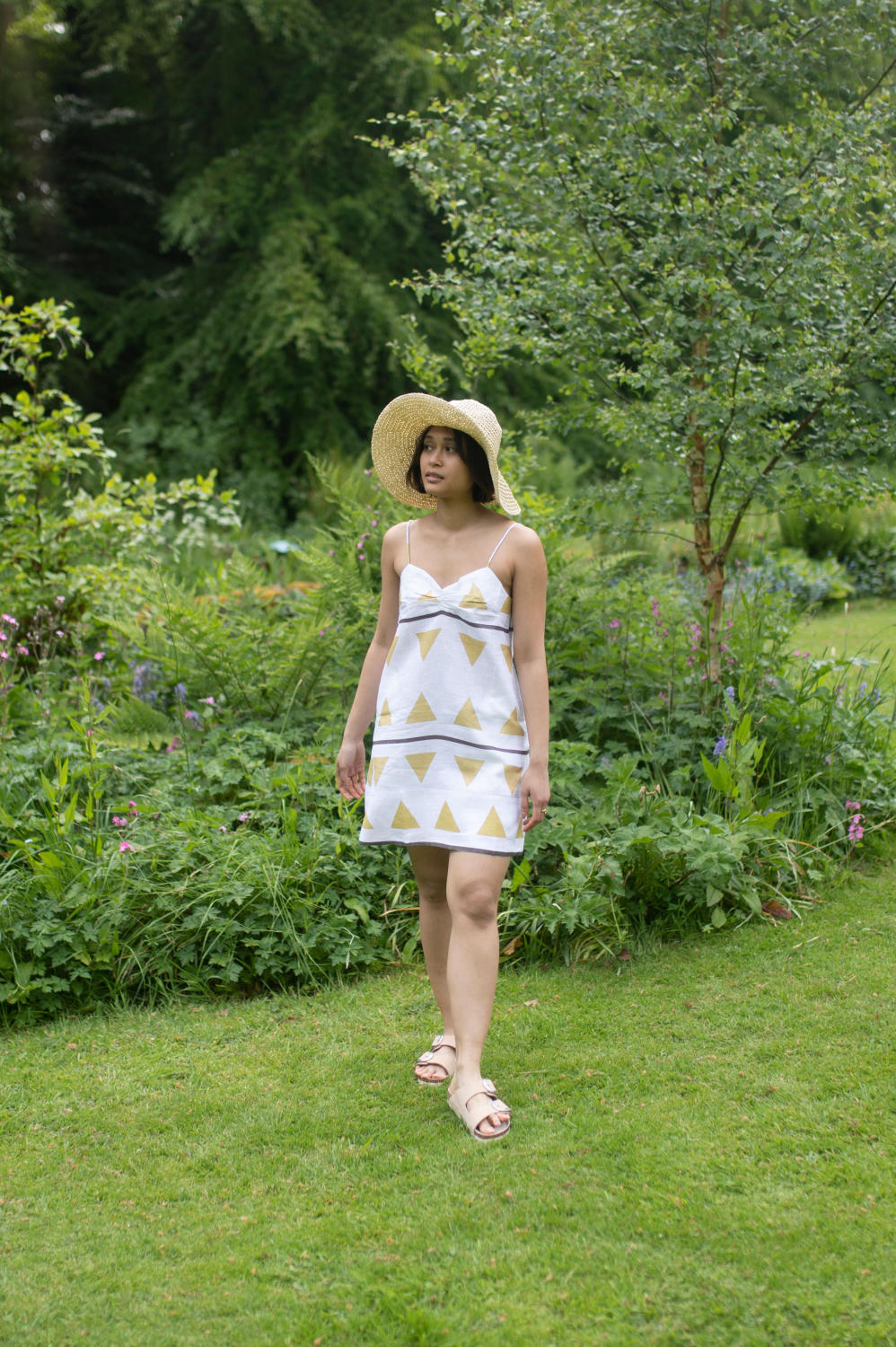 California Slip Dress - Printed-Yellow Tribal