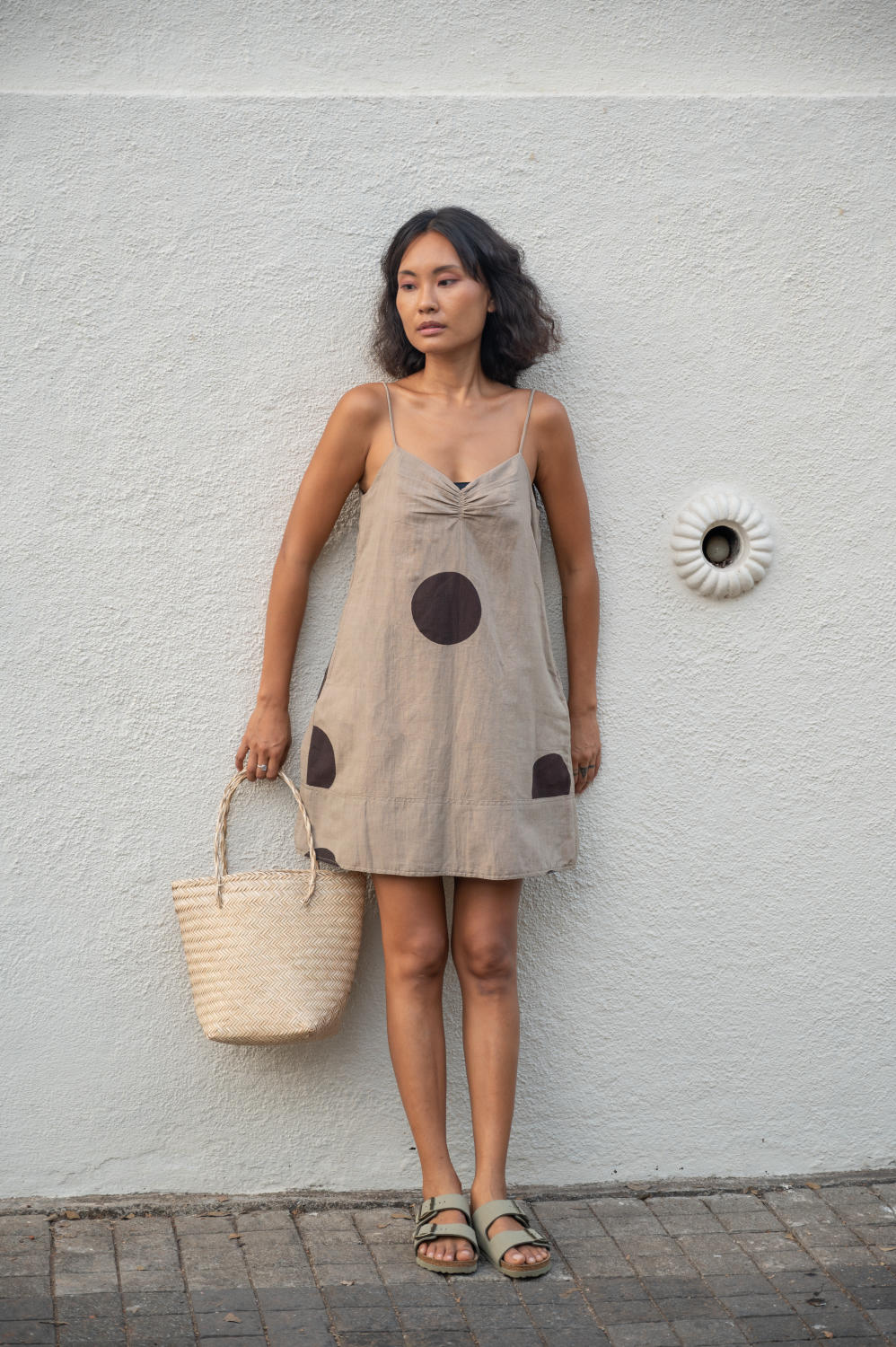 California Slip Dress - Khaki Printed -Size XS