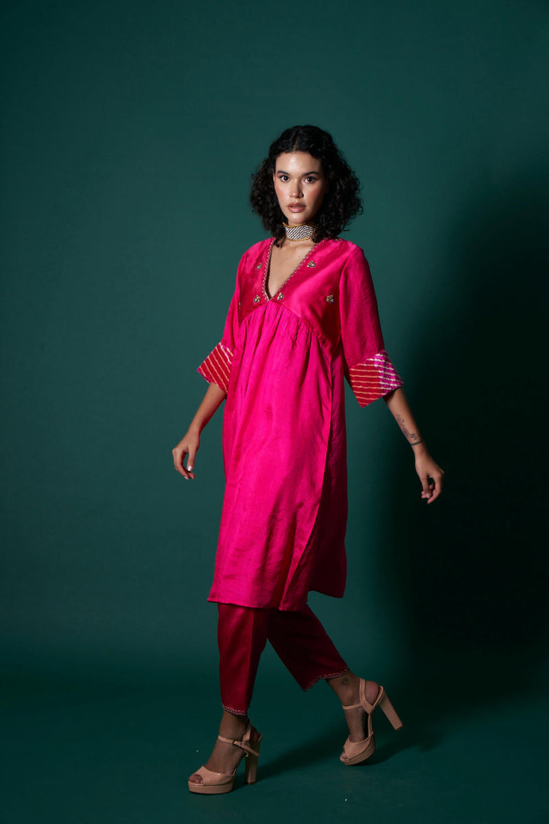 Jess silk and tissue kurta set silk by Priti Prashant in pink color for women Worldwide