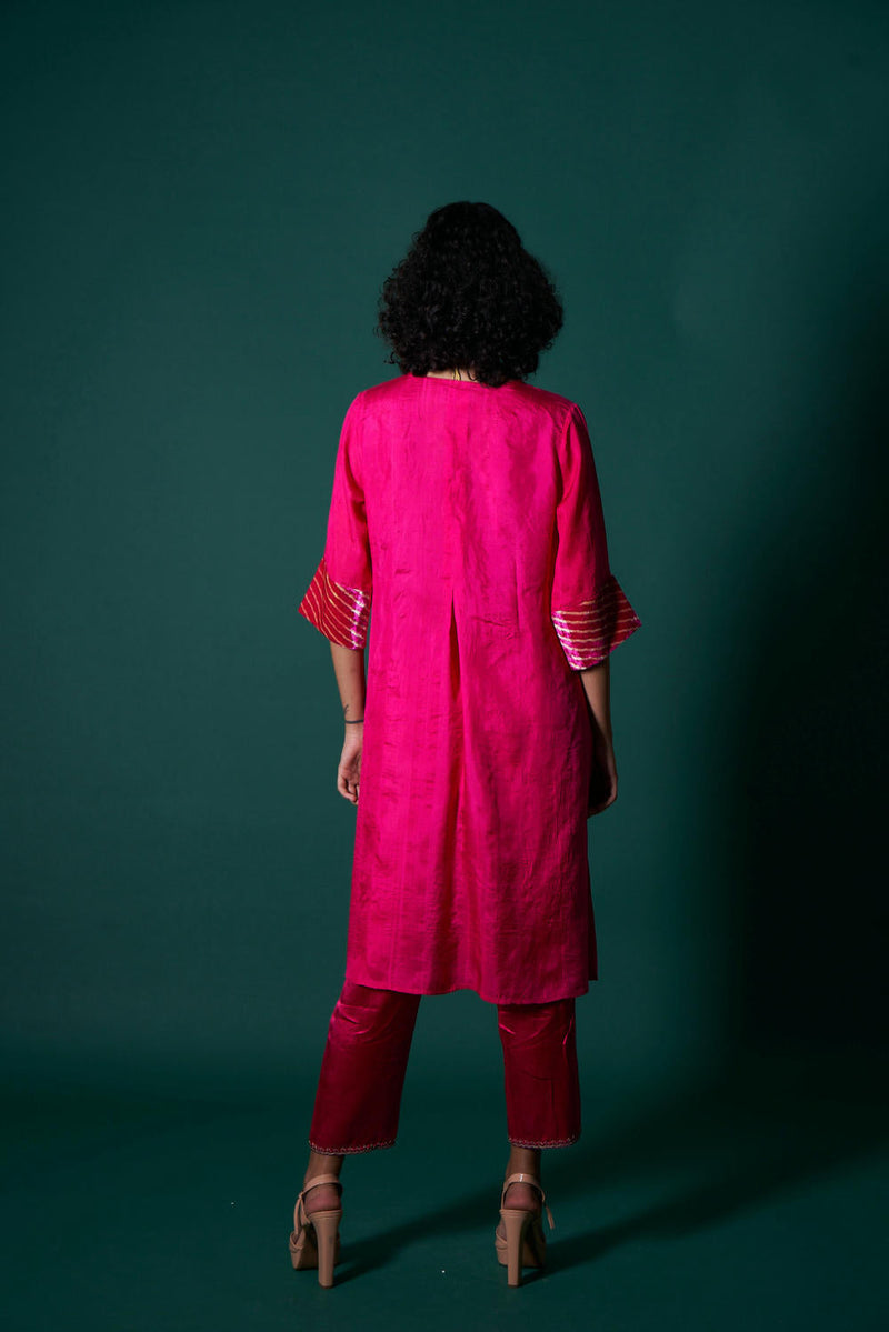 Jess silk and tissue kurta set silk by Priti Prashant in pink color for women Worldwide