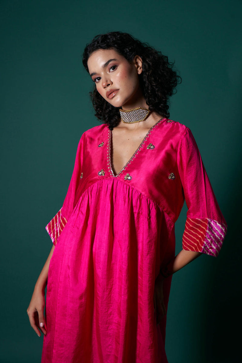 Jess silk and tissue kurta set silk by Priti Prashant in pink color for women Worldwide