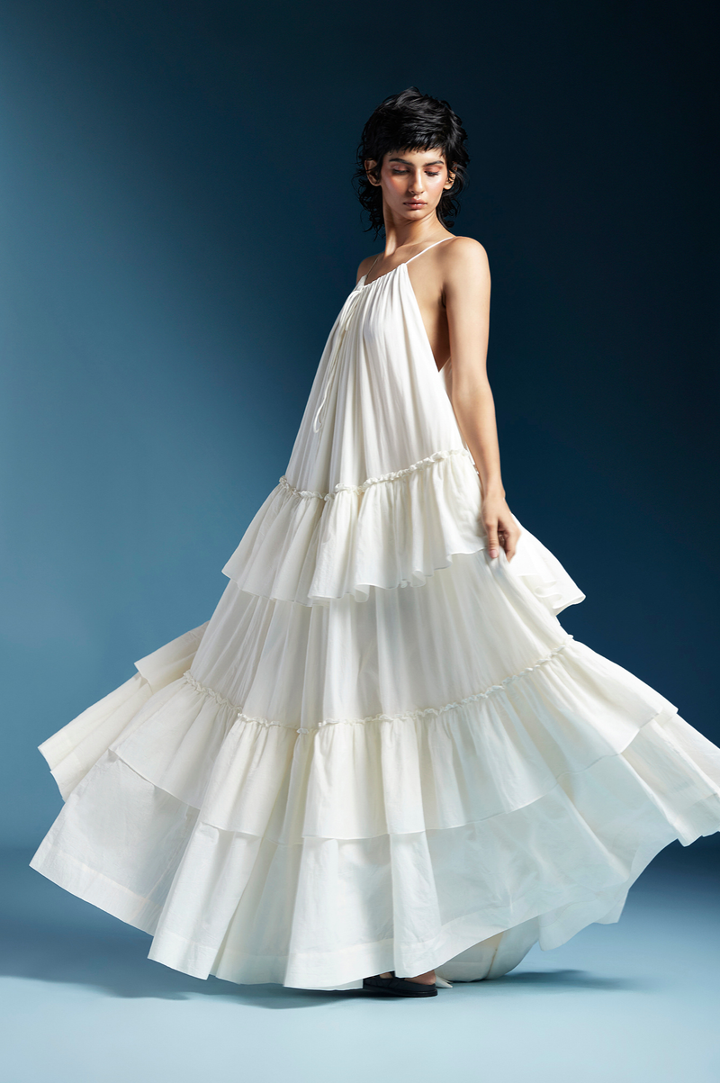 Akari Dress-White cotton by Chola in white color for women Worldwide
