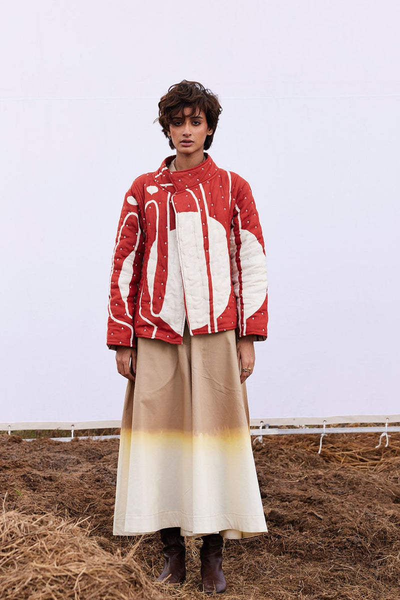 Redwood jacket cotton by Khara Kapas in red for women Worldwide