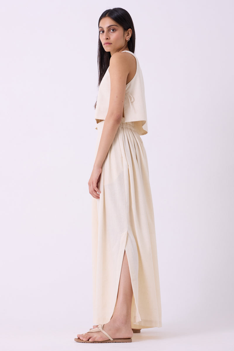 Takumi Off White Handwoven Pleated Pants handspun & handwoven cotton pant/trouser by The Summer House in off white for women Worldwide