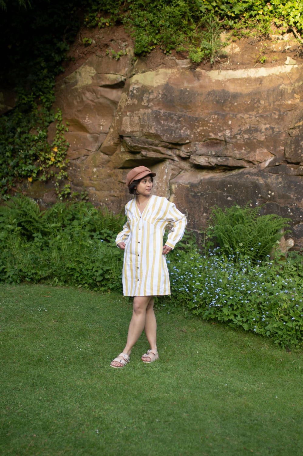 Brooklyn Shift Dress - Printed-Yellow Stripes