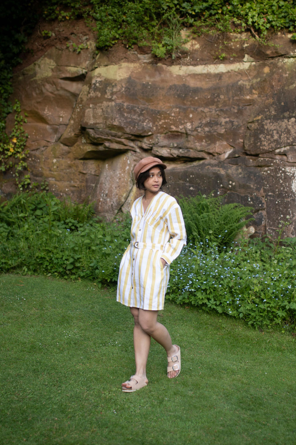 Brooklyn Shift Dress - Printed-Yellow Stripes