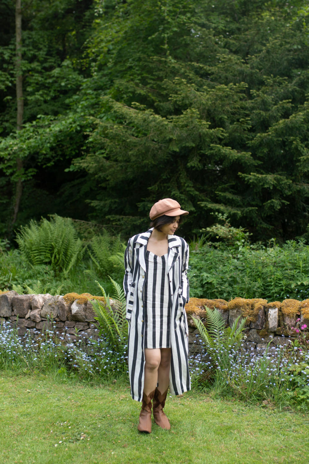 Summer Trench Coat- Printed-Black Stripes