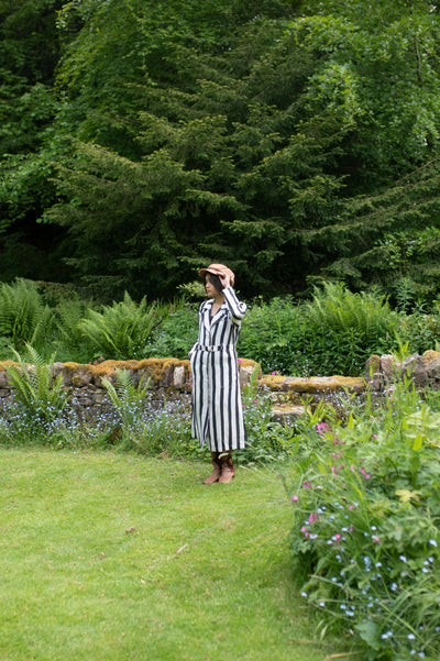 Summer Trench Coat- Printed-Black Stripes