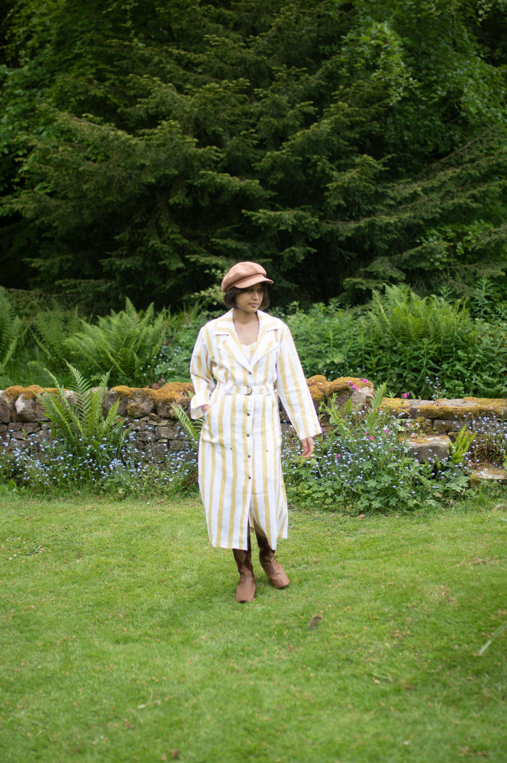 Summer Trench Coat- Printed-Yellow Stripes