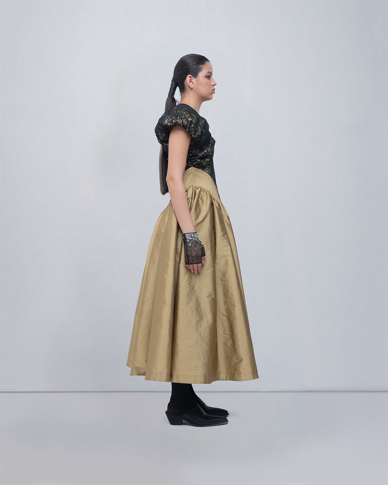 Lilith Dress viscose by Leh Studios in golden, black for women Worldwide