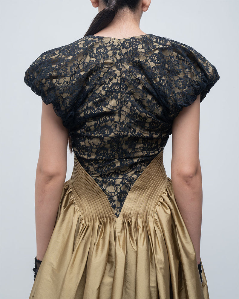 Lilith Dress viscose by Leh Studios in golden, black for women Worldwide