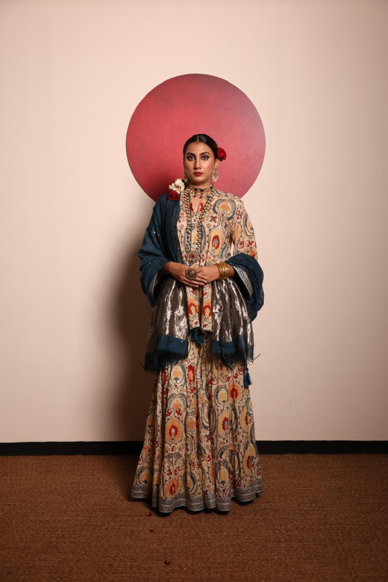 Suzaani Print Gharara & Kurti Set muslin by Sabo by Sabina for women Worldwide
