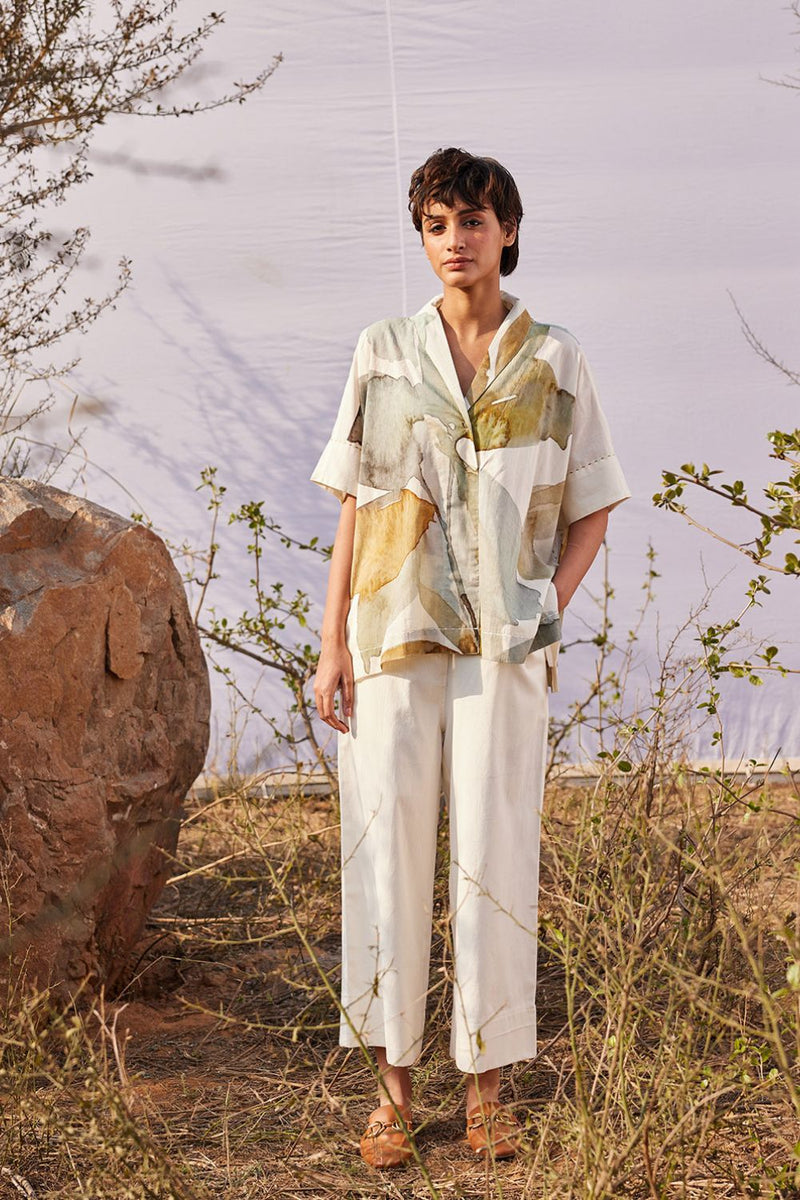 Verdure Twill Pants cotton by Khara Kapas in white for women Worldwide