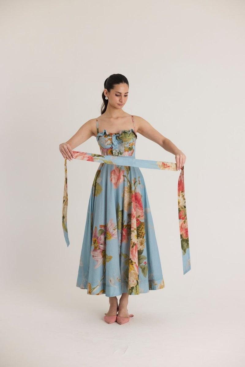 TAFFY SCARF chiffon by Yam in blue color for women Worldwide