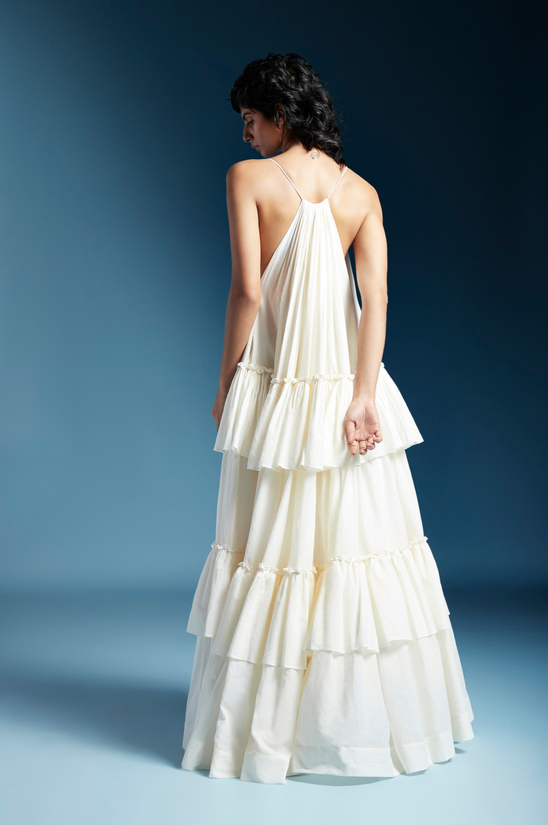 Akari Dress-White cotton by Chola in white color for women Worldwide