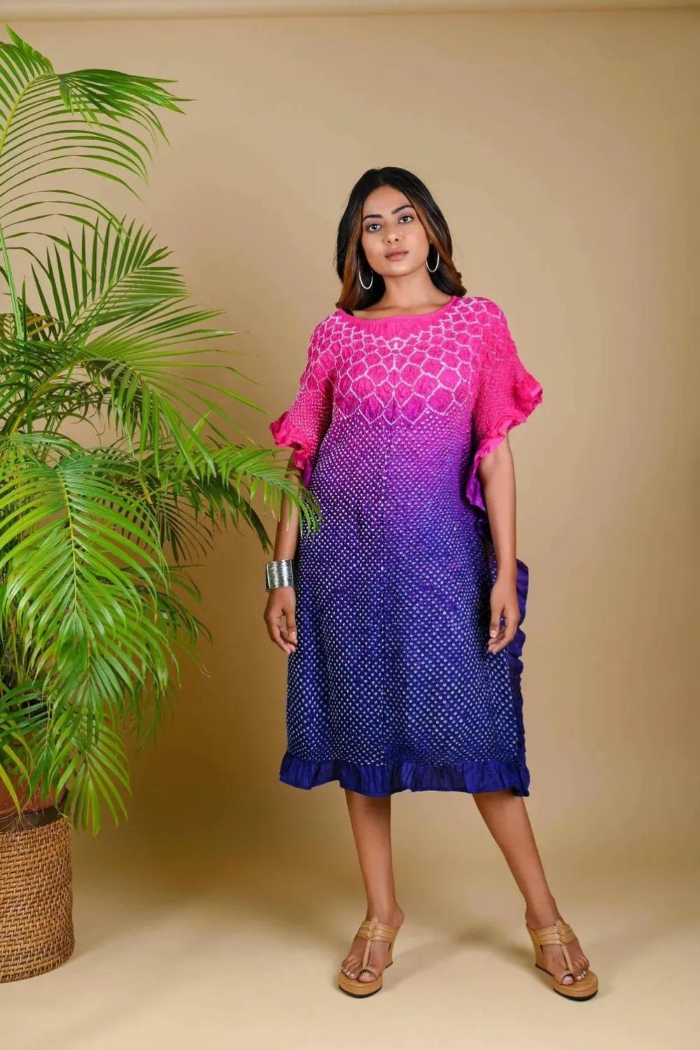 SUNFLOWER KAFTAN-PINK PURPLE SHADED