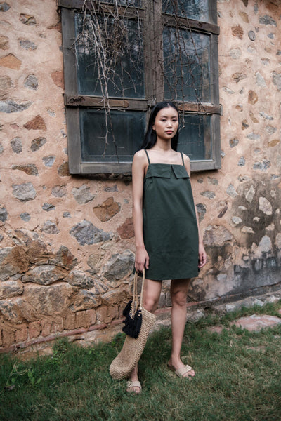 Rachel Slip Dress-Deep Green