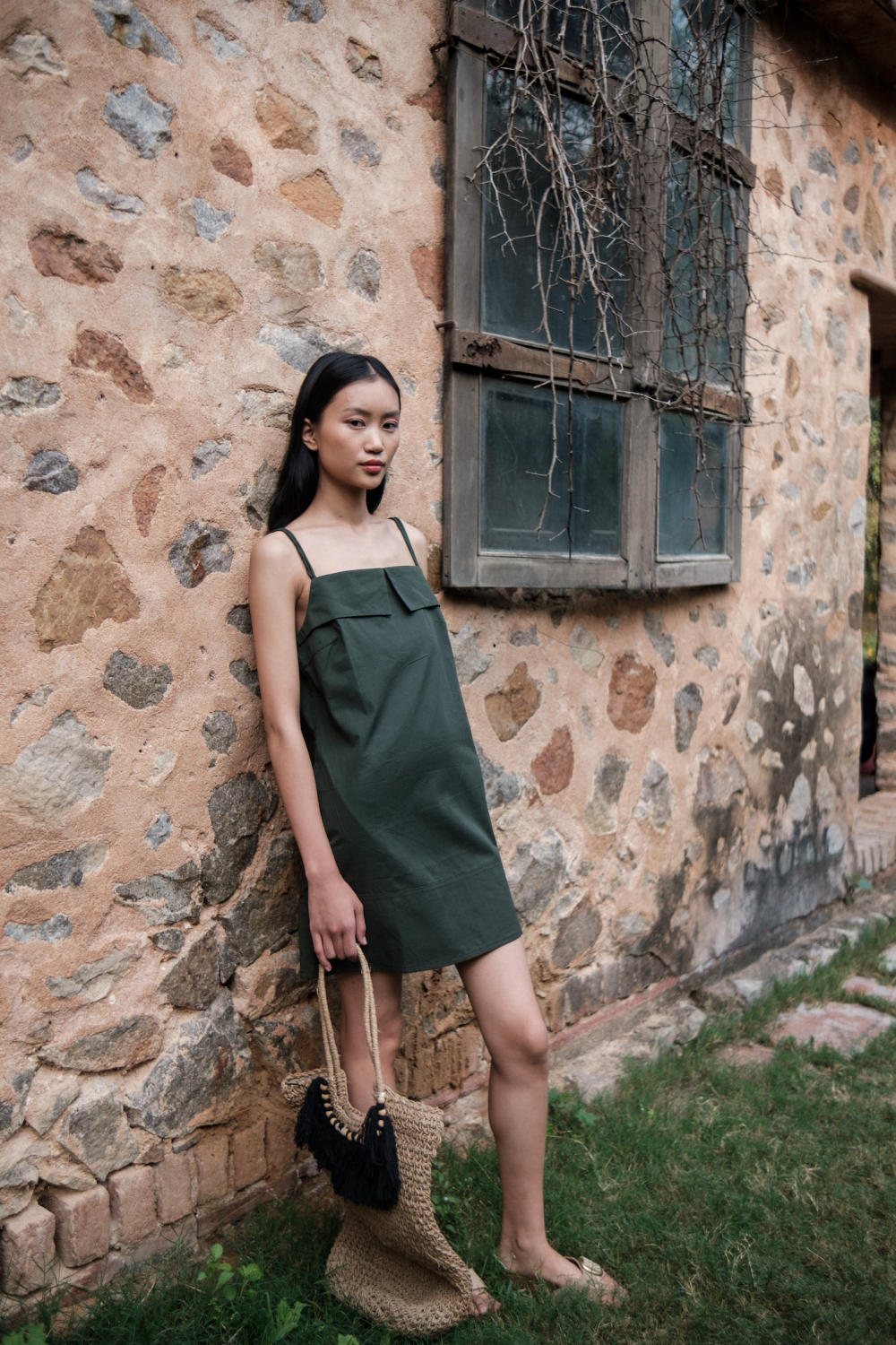 Rachel Slip Dress-Deep Green