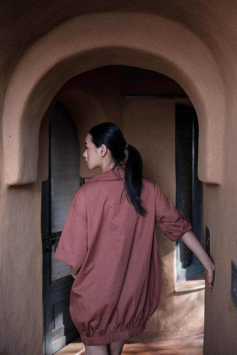 Sydney Shift Dress-Copper cotton by The Terra Tribe for women Worldwide