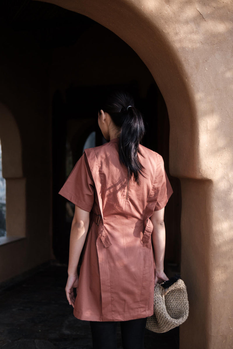 Rory Rib Dress-Copper cotton by The Terra Tribe for women Worldwide