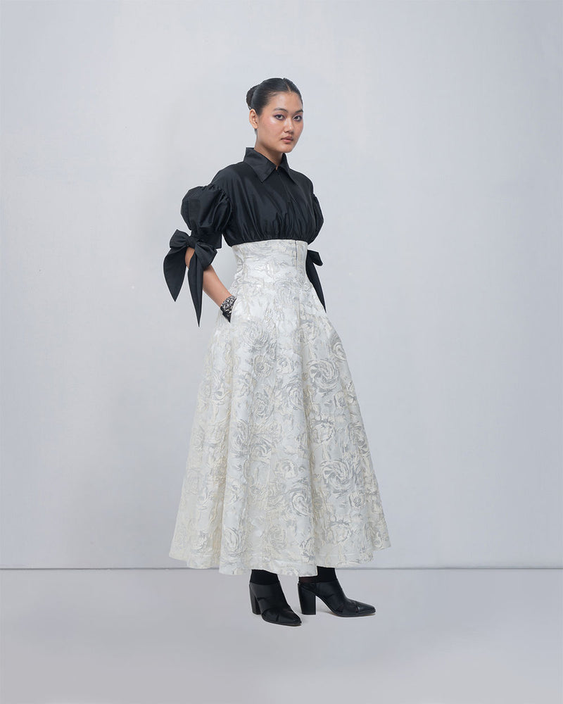 Ceren Dress viscose by Leh Studios in black, ivory for women Worldwide