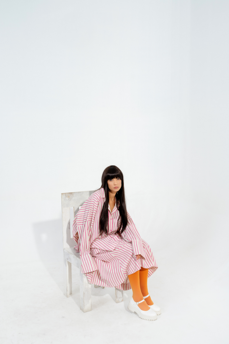 Lavender Skirt cotton muslin skirts by Stoique in natural, pink for women Worldwide