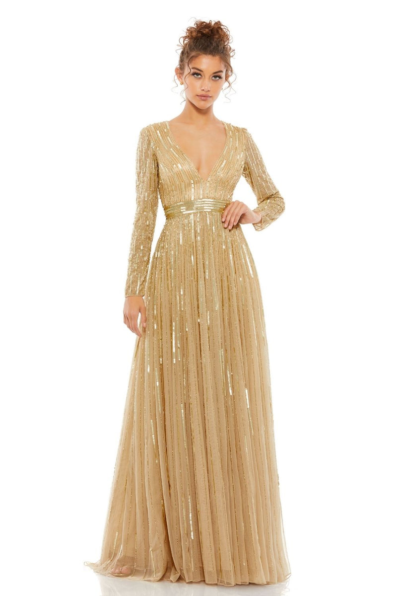 MD-4977 Long Gown-Gold by Mac Duggal in gold color for women Worldwide
