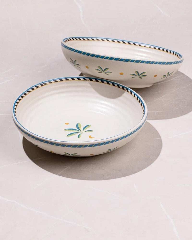 Mirissa Shallow Bowls - set of 2 linen by Gado Living for Worldwide