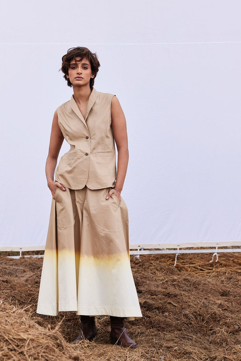 Smoke co-ord set cotton by Khara Kapas in beige for women Worldwide