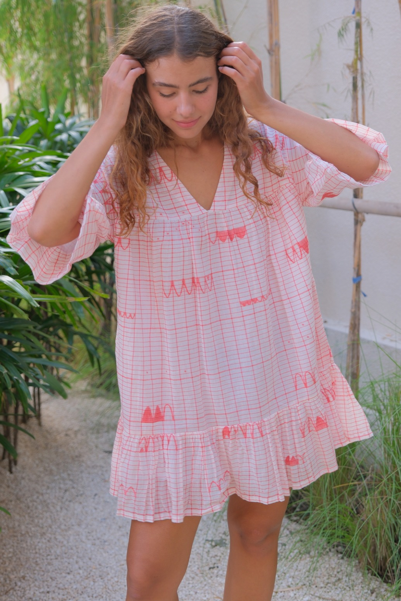 The Cuban dress cotton by World of Crow in red color for women Worldwide