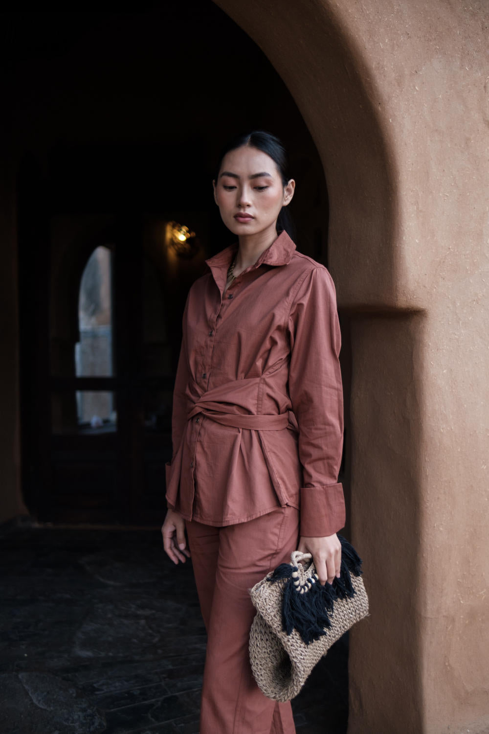 Nara Front knot Shirt-Copper