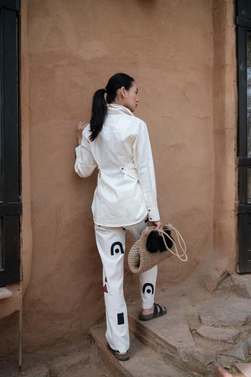 Seattle Wrap Shirt-Ecru cotton by The Terra Tribe in ecru color for women Worldwide