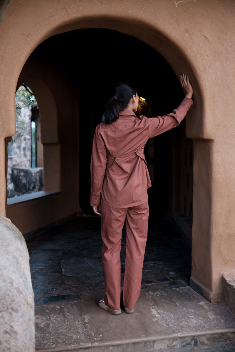 Seattle Wrap Shirt-Copper cotton by The Terra Tribe for women Worldwide