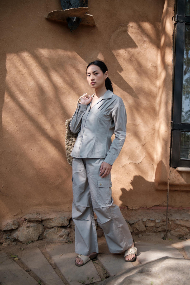 Arizona Shirt-Grey cotton by The Terra Tribe in grey color for women Worldwide