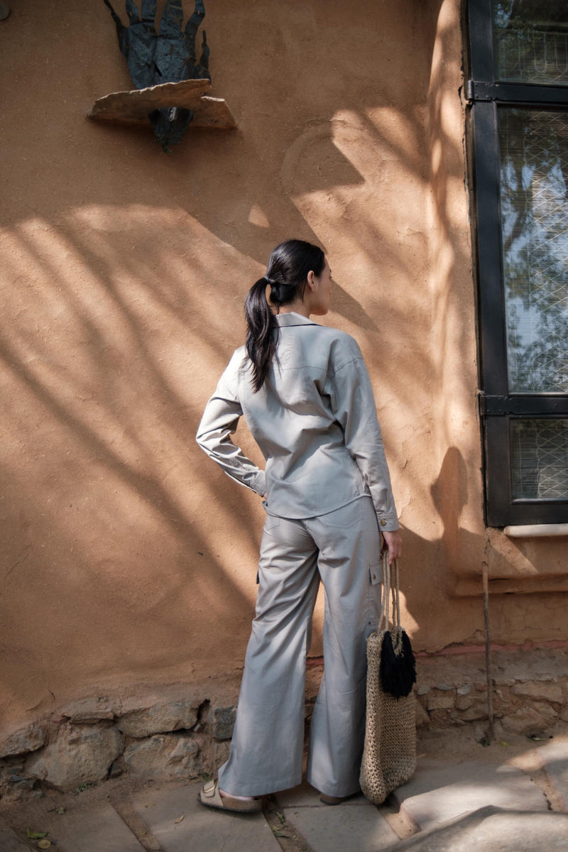 Arizona Shirt-Grey cotton by The Terra Tribe in grey color for women Worldwide