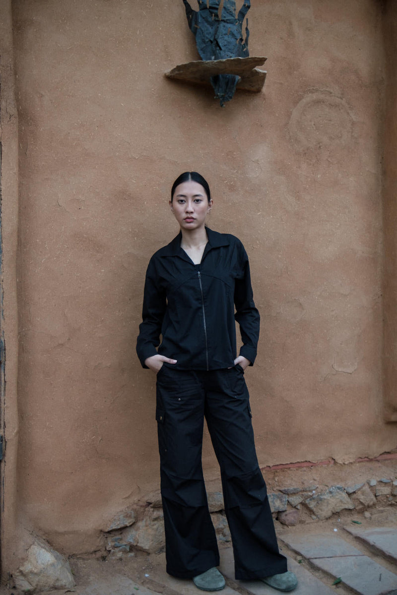 Arizona Shirt-Black cotton by The Terra Tribe in black color for women Worldwide