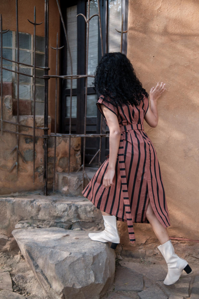 Harajuku Trench-Copper Stripes cotton by The Terra Tribe for women Worldwide
