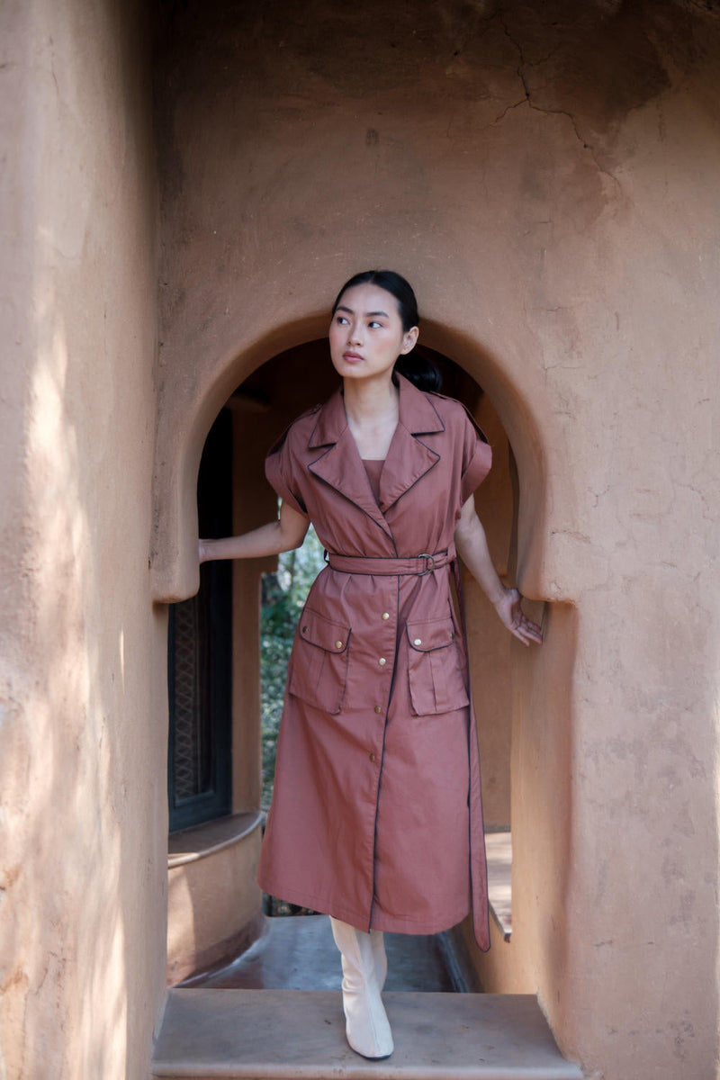 Harajuku Trench-Copper cotton by The Terra Tribe for women Worldwide