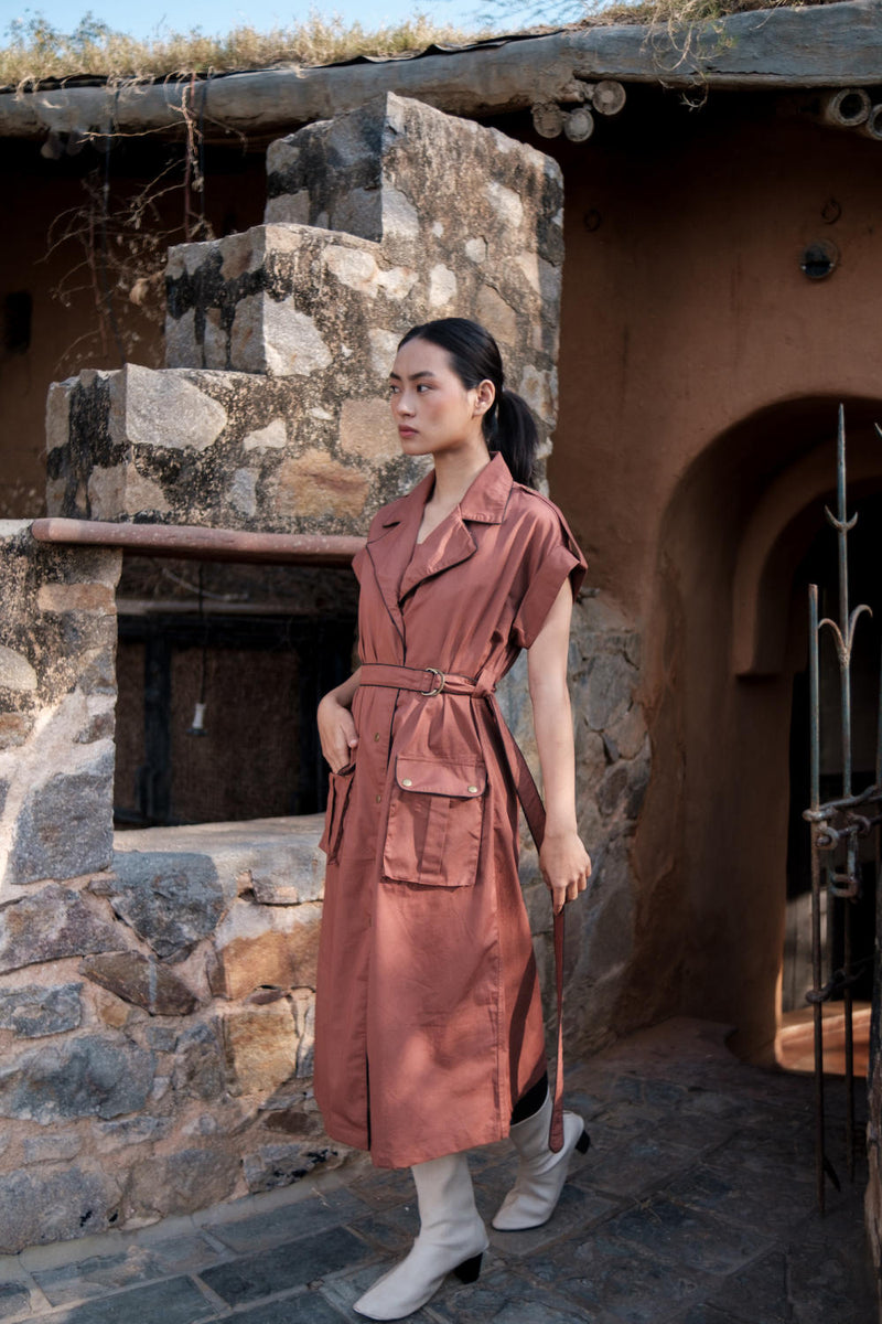 Harajuku Trench-Copper cotton by The Terra Tribe for women Worldwide