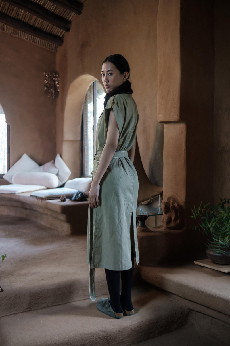 Harajuku Trench-Khaki cotton by The Terra Tribe for women Worldwide