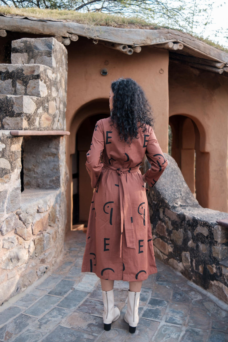 Copenhagen Trench-Copper Line Printed cotton by The Terra Tribe for women Worldwide