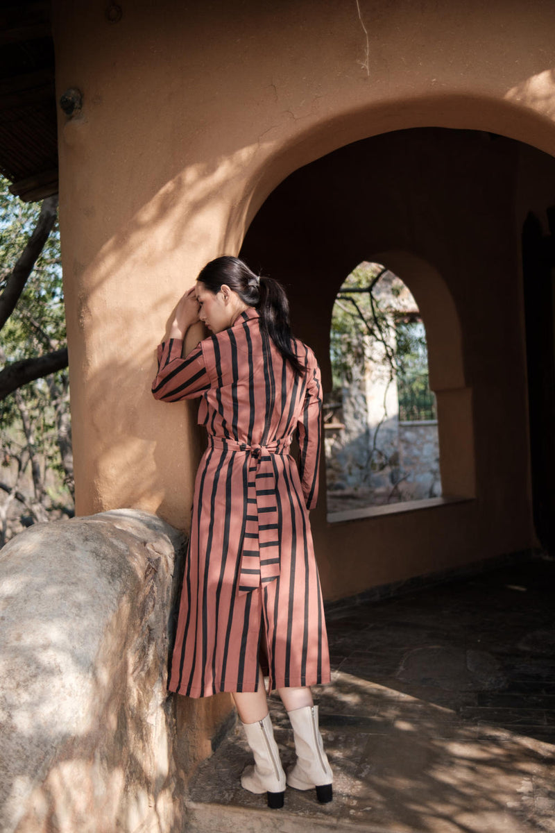 Copenhagen Trench-Copper Stripes cotton by The Terra Tribe for women Worldwide