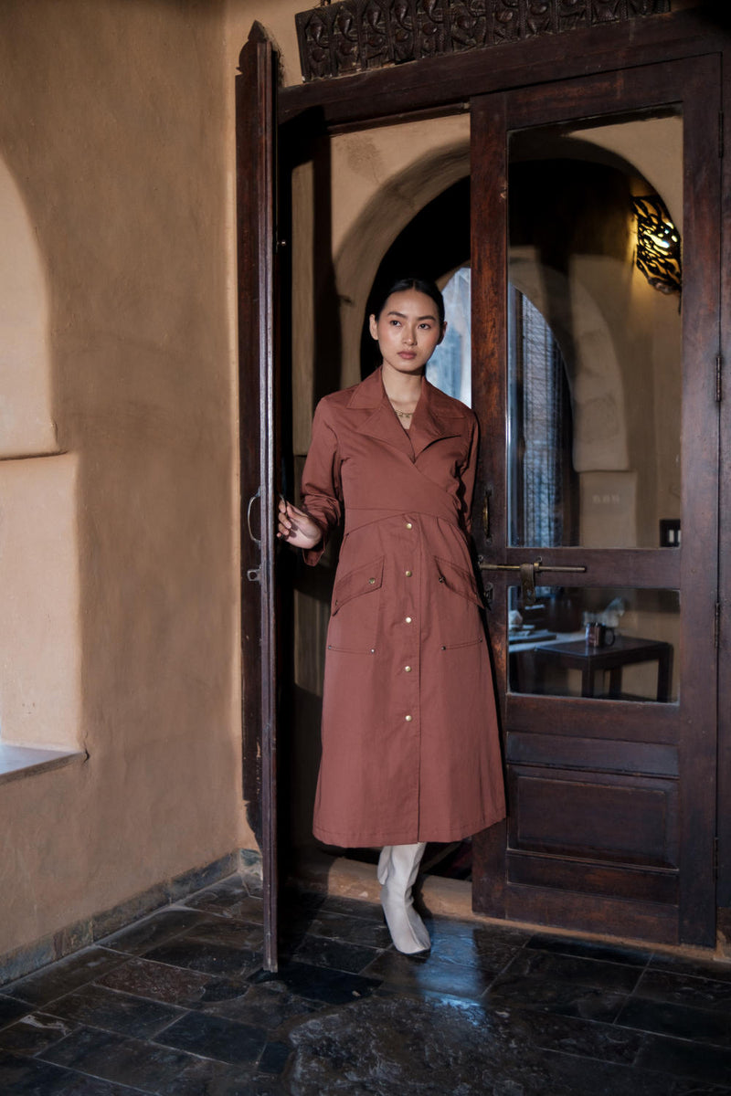 Copenhagen Trench-Copper cotton by The Terra Tribe for women Worldwide