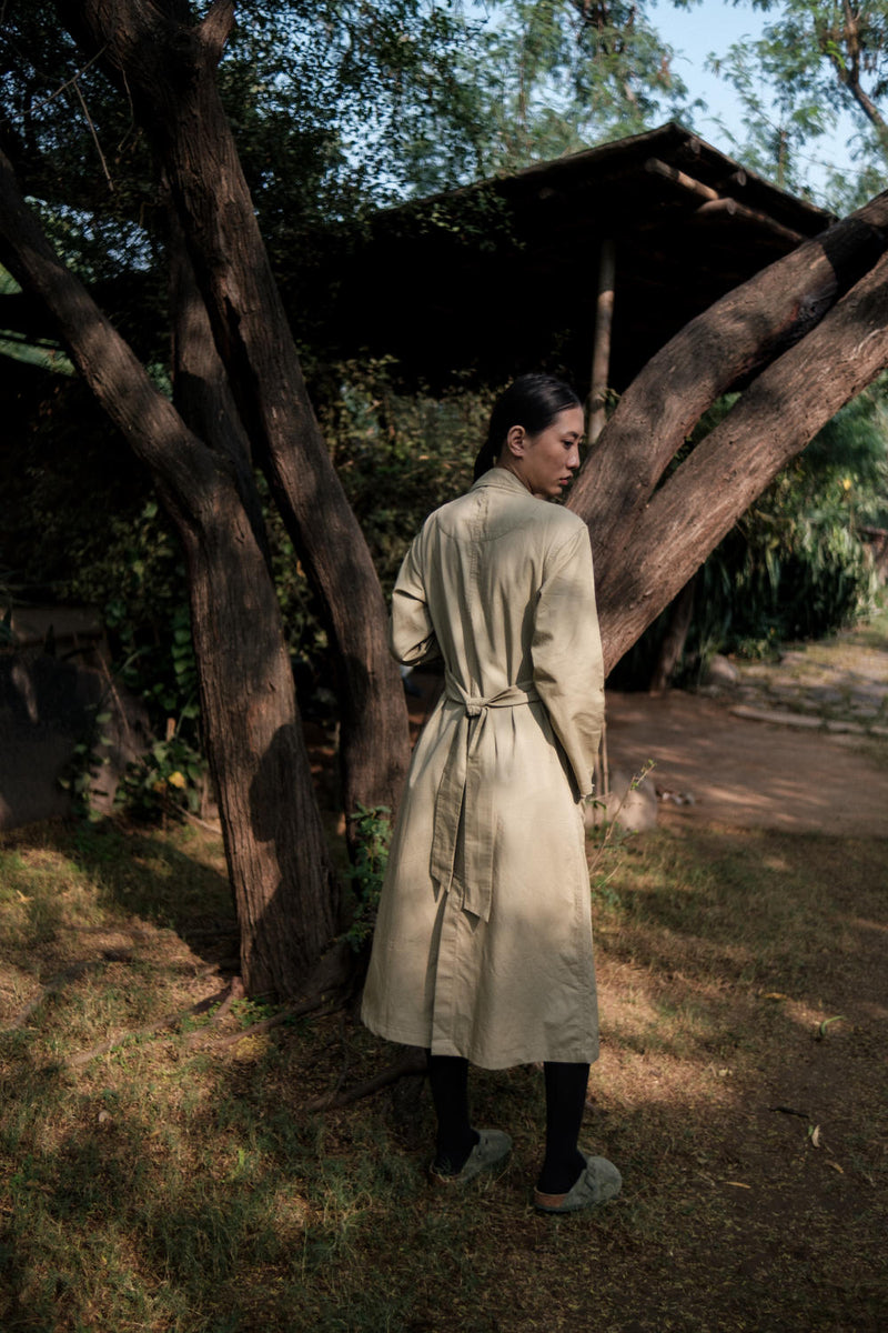 Copenhagen Trench-Khaki cotton by The Terra Tribe for women Worldwide