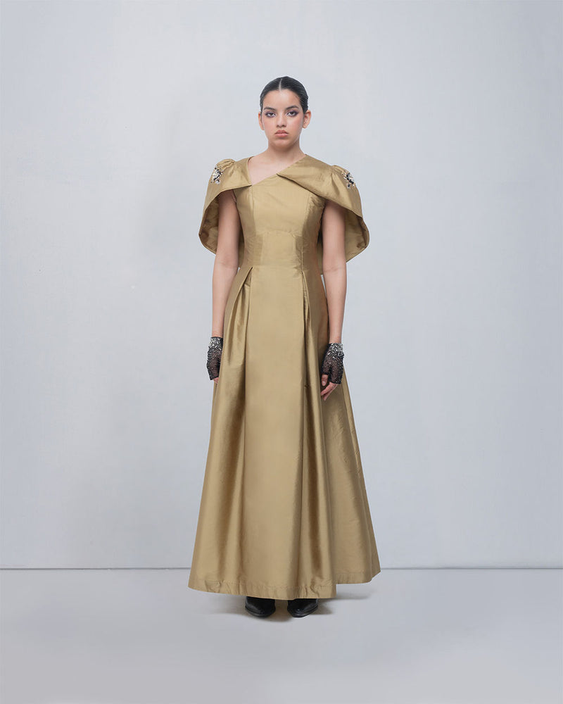 Flavia Dress viscose by Leh Studios in golden for women Worldwide