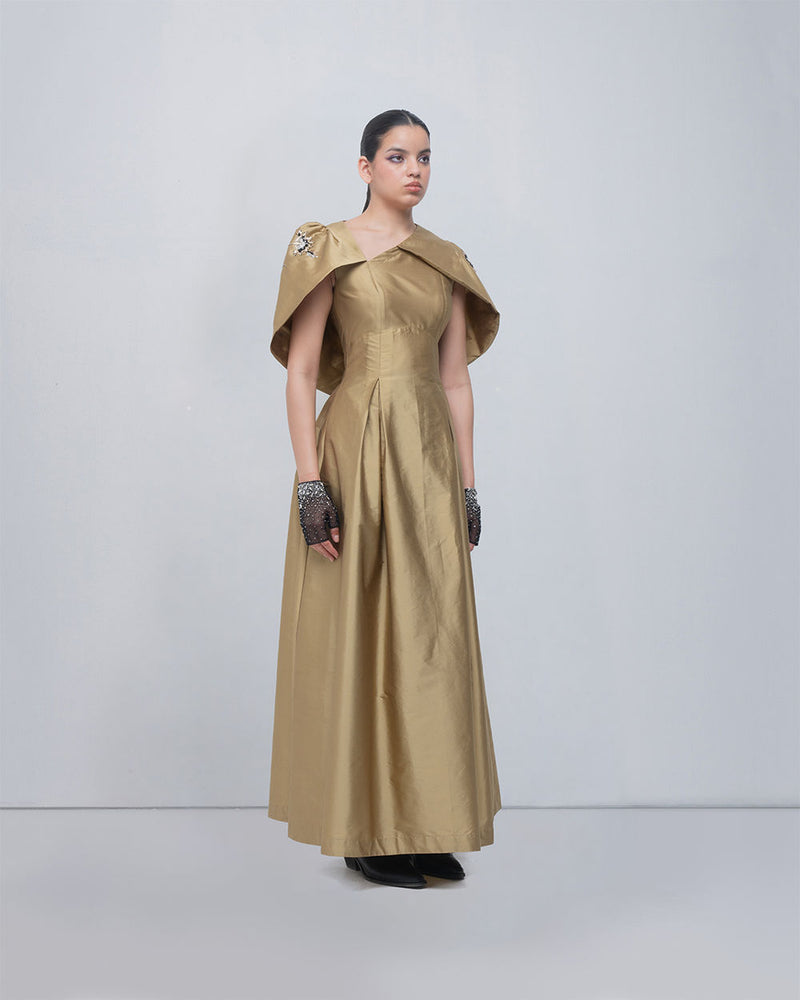 Flavia Dress viscose by Leh Studios in golden for women Worldwide