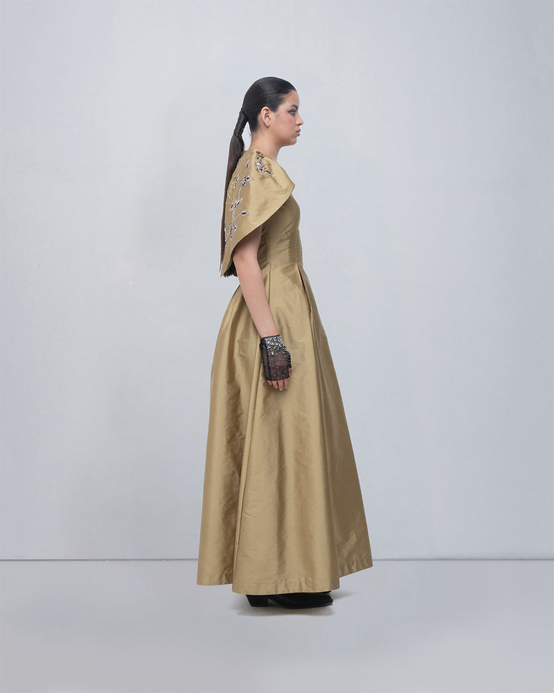 Flavia Dress viscose by Leh Studios in golden for women Worldwide